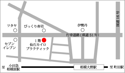 地図:1階なので通りからよく見えます。